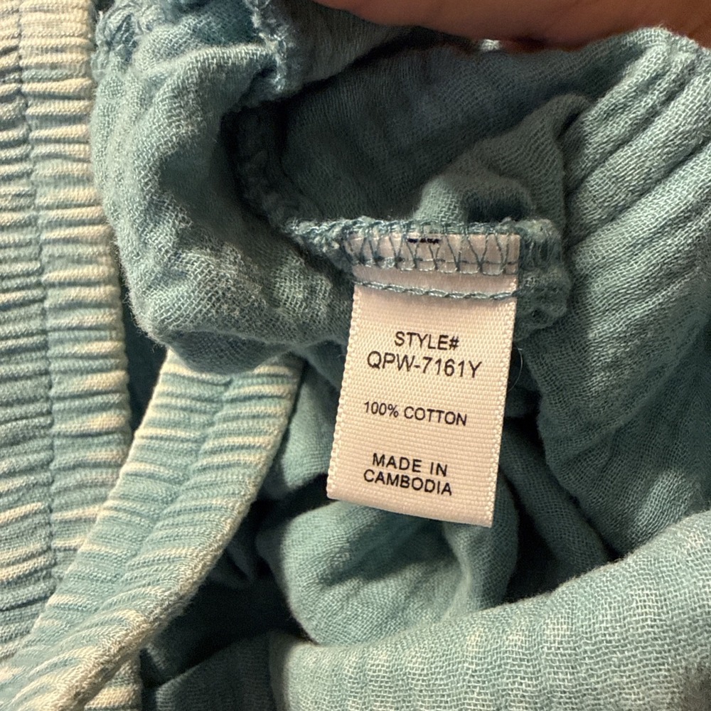 Zenana Dusty Teal Washed Double Gauze Wide Leg Overalls NWOT BOHO - Picture 15 of 15